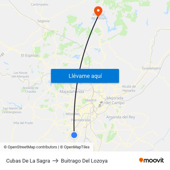 Cubas De La Sagra to Buitrago Del Lozoya map