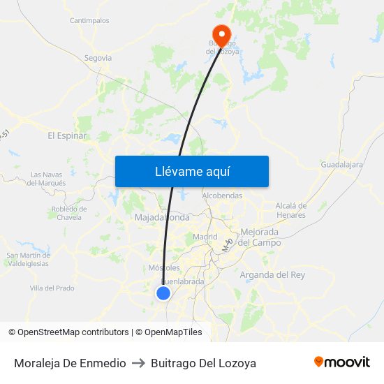 Moraleja De Enmedio to Buitrago Del Lozoya map