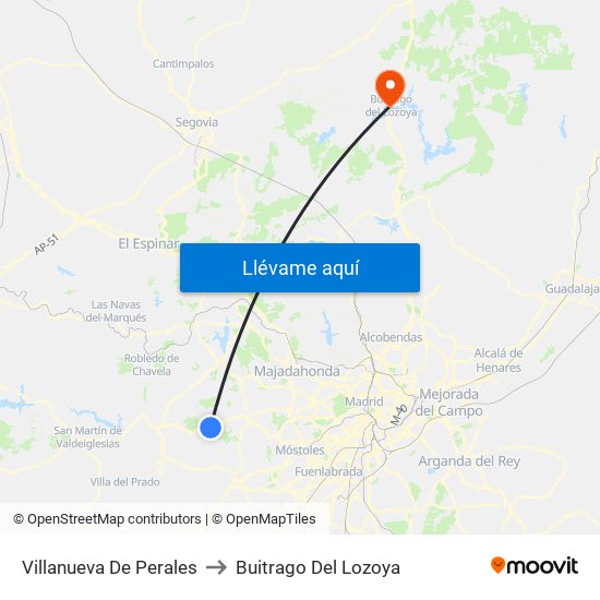 Villanueva De Perales to Buitrago Del Lozoya map