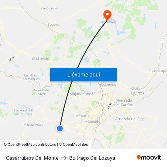 Casarrubios Del Monte to Buitrago Del Lozoya map
