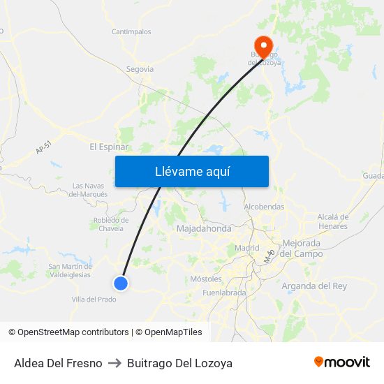 Aldea Del Fresno to Buitrago Del Lozoya map