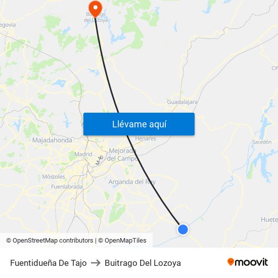 Fuentidueña De Tajo to Buitrago Del Lozoya map
