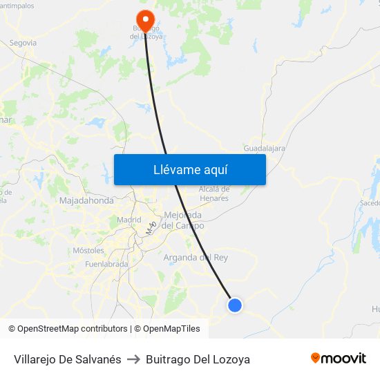 Villarejo De Salvanés to Buitrago Del Lozoya map