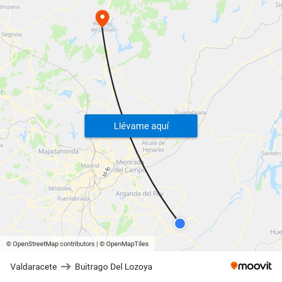 Valdaracete to Buitrago Del Lozoya map