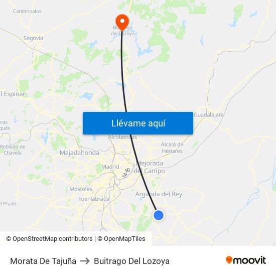 Morata De Tajuña to Buitrago Del Lozoya map
