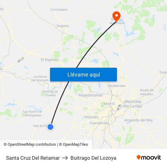 Santa Cruz Del Retamar to Buitrago Del Lozoya map