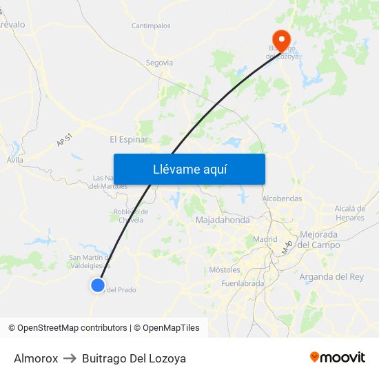 Almorox to Buitrago Del Lozoya map