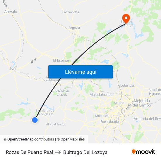 Rozas De Puerto Real to Buitrago Del Lozoya map