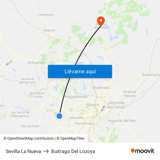 Sevilla La Nueva to Buitrago Del Lozoya map