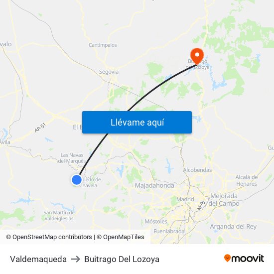 Valdemaqueda to Buitrago Del Lozoya map