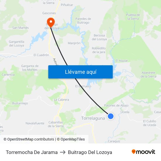 Torremocha De Jarama to Buitrago Del Lozoya map