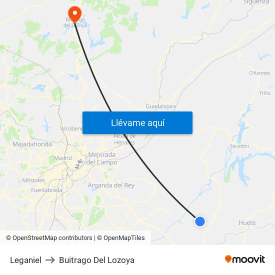 Leganiel to Buitrago Del Lozoya map