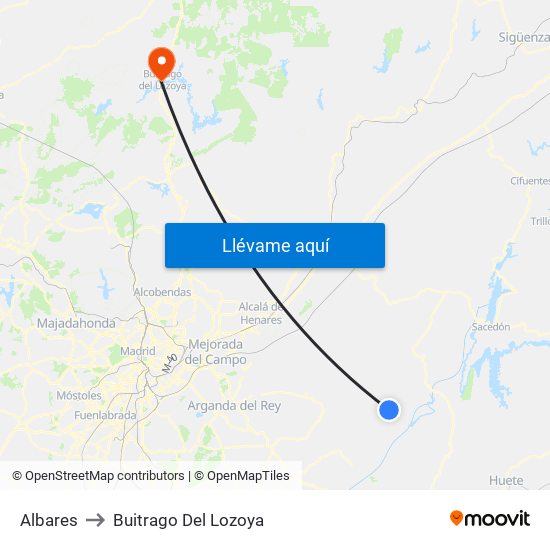 Albares to Buitrago Del Lozoya map