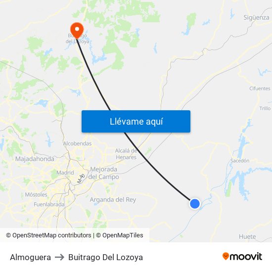 Almoguera to Buitrago Del Lozoya map