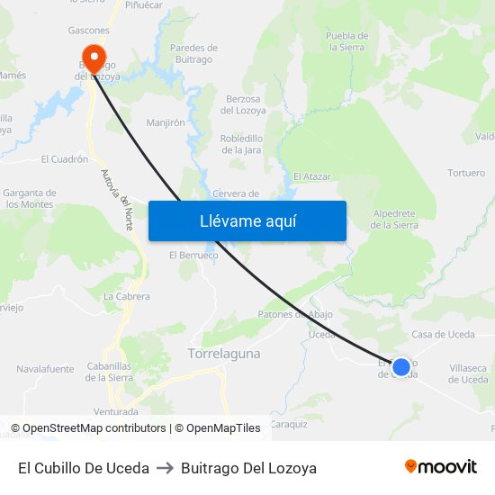 El Cubillo De Uceda to Buitrago Del Lozoya map