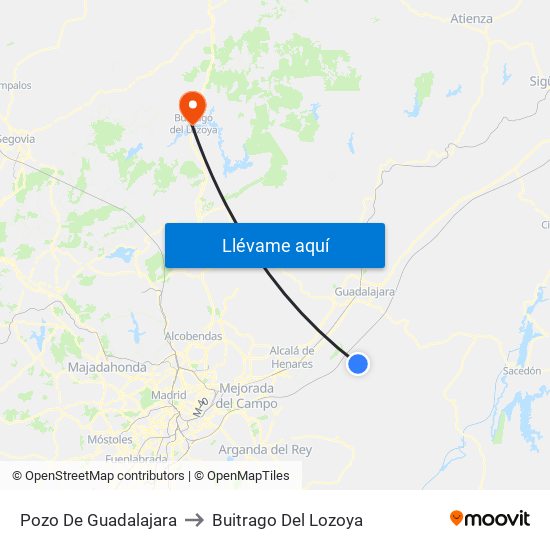 Pozo De Guadalajara to Buitrago Del Lozoya map