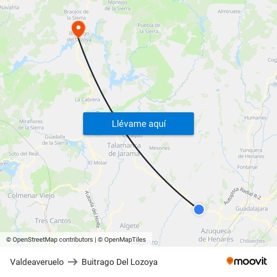 Valdeaveruelo to Buitrago Del Lozoya map