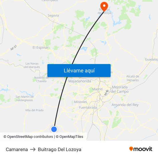 Camarena to Buitrago Del Lozoya map