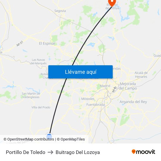 Portillo De Toledo to Buitrago Del Lozoya map