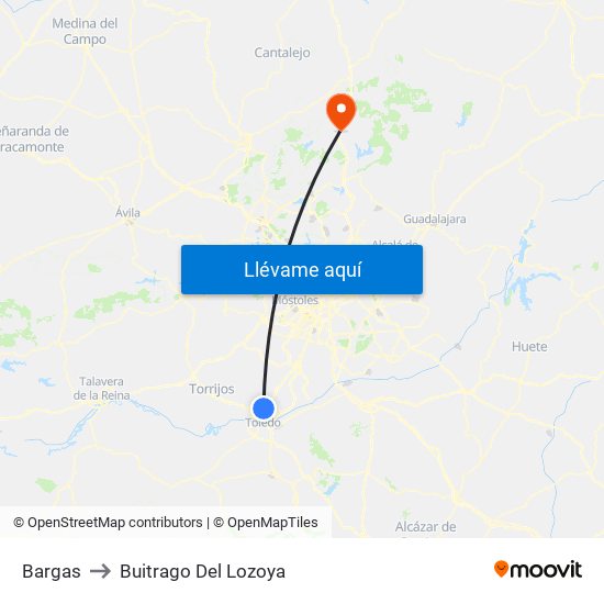 Bargas to Buitrago Del Lozoya map