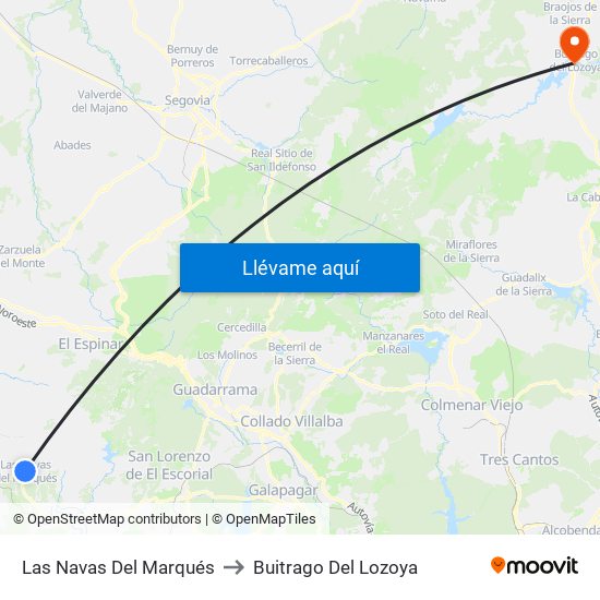 Las Navas Del Marqués to Buitrago Del Lozoya map