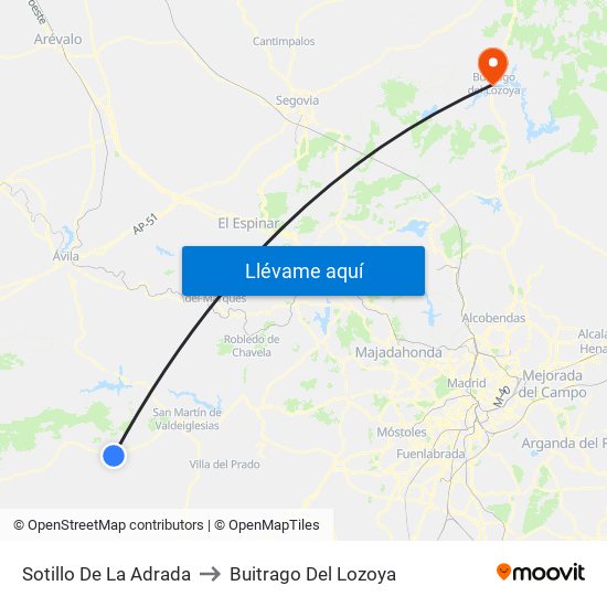 Sotillo De La Adrada to Buitrago Del Lozoya map