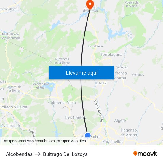 Alcobendas to Buitrago Del Lozoya map