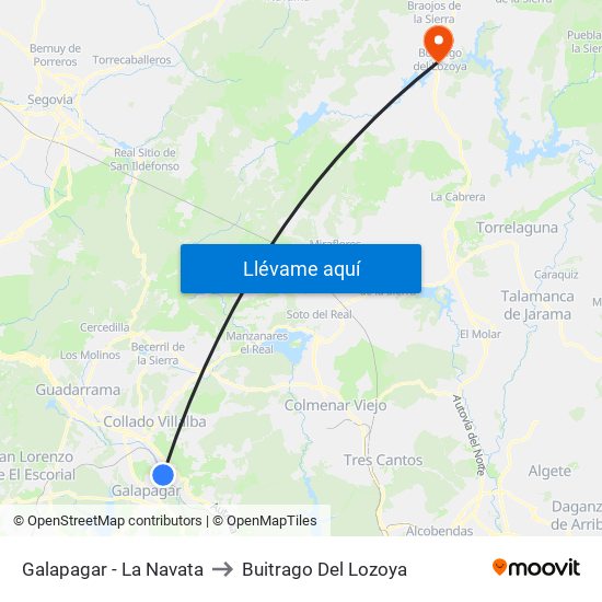 Galapagar - La Navata to Buitrago Del Lozoya map