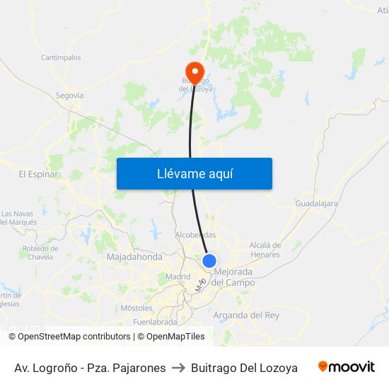 Av. Logroño - Pza. Pajarones to Buitrago Del Lozoya map