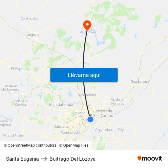 Santa Eugenia to Buitrago Del Lozoya map