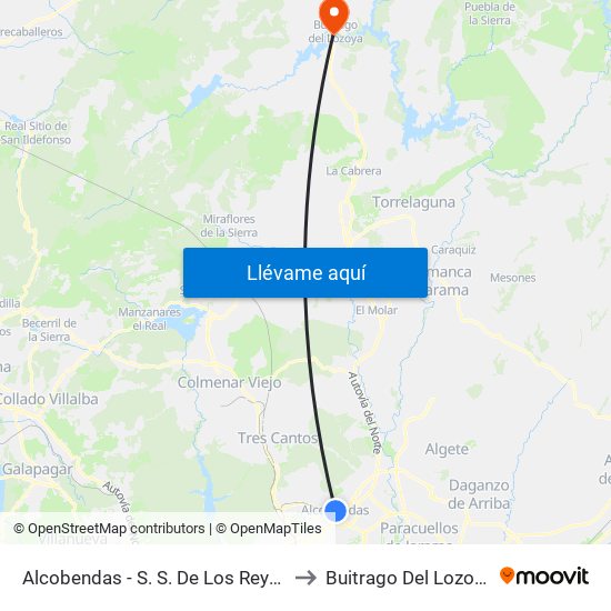 Alcobendas - S. S. De Los Reyes to Buitrago Del Lozoya map