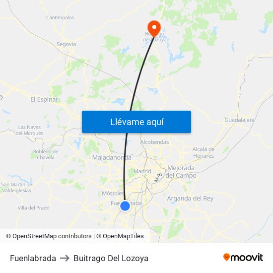 Fuenlabrada to Buitrago Del Lozoya map