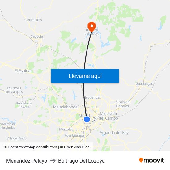 Menéndez Pelayo to Buitrago Del Lozoya map