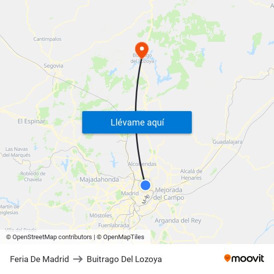 Feria De Madrid to Buitrago Del Lozoya map
