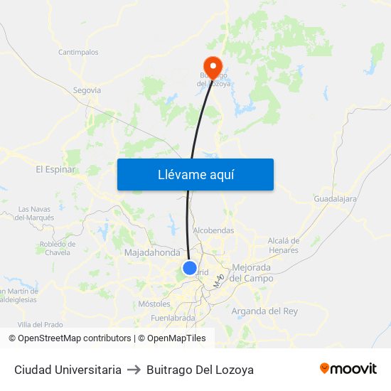 Ciudad Universitaria to Buitrago Del Lozoya map