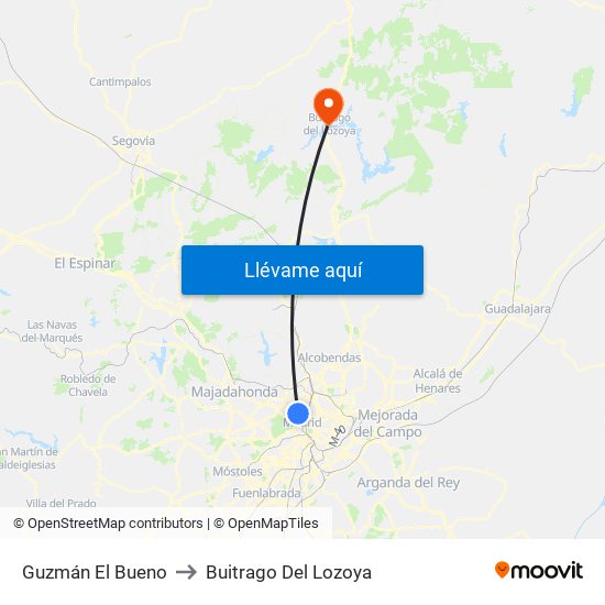 Guzmán El Bueno to Buitrago Del Lozoya map