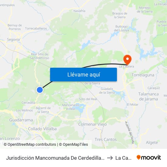 Jurisdicción Mancomunada De Cerdedilla Y Navacerrada to La Cabrera map