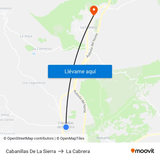Cabanillas De La Sierra to La Cabrera map