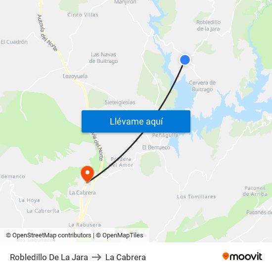 Robledillo De La Jara to La Cabrera map
