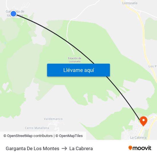 Garganta De Los Montes to La Cabrera map