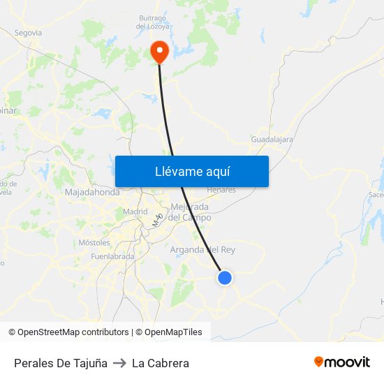 Perales De Tajuña to La Cabrera map