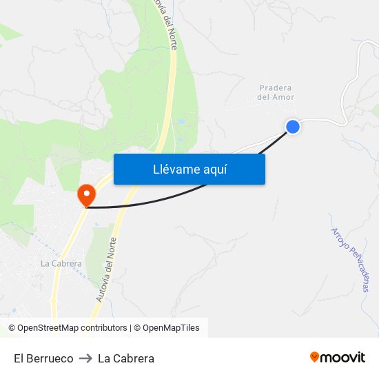 El Berrueco to La Cabrera map