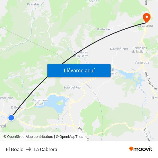 El Boalo to La Cabrera map
