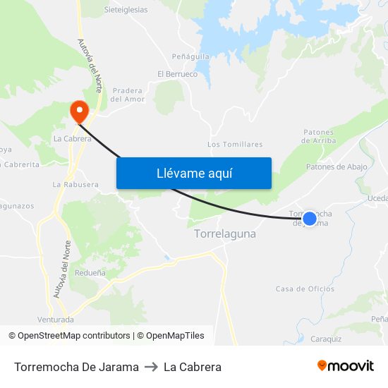 Torremocha De Jarama to La Cabrera map