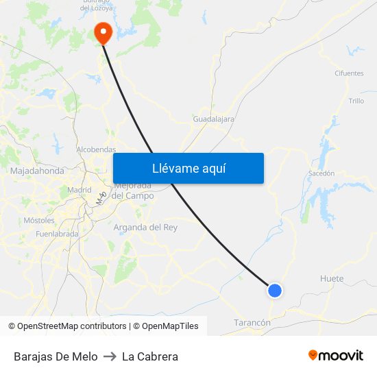 Barajas De Melo to La Cabrera map
