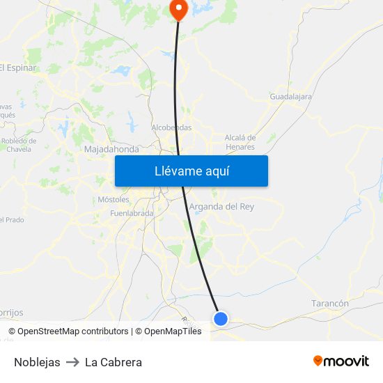 Noblejas to La Cabrera map