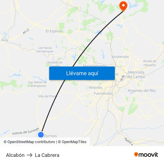 Alcabón to La Cabrera map