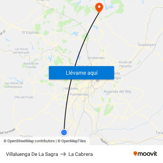 Villaluenga De La Sagra to La Cabrera map