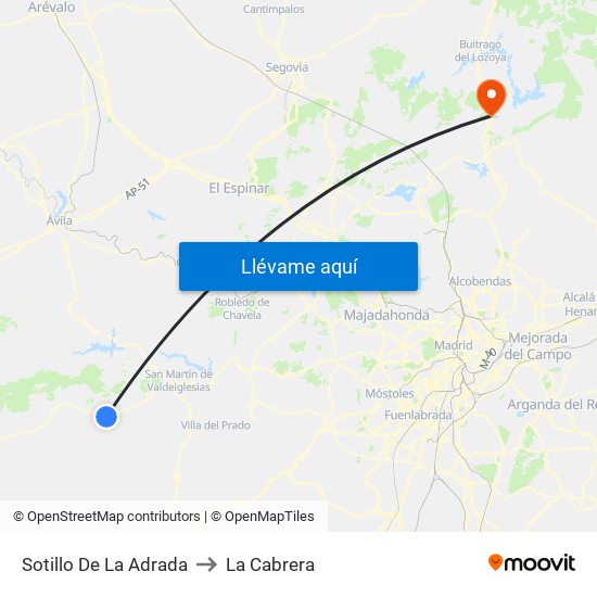 Sotillo De La Adrada to La Cabrera map