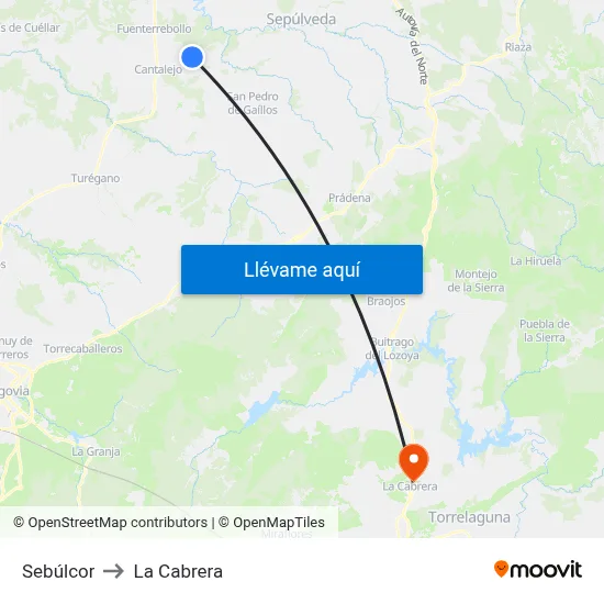 Sebúlcor to La Cabrera map